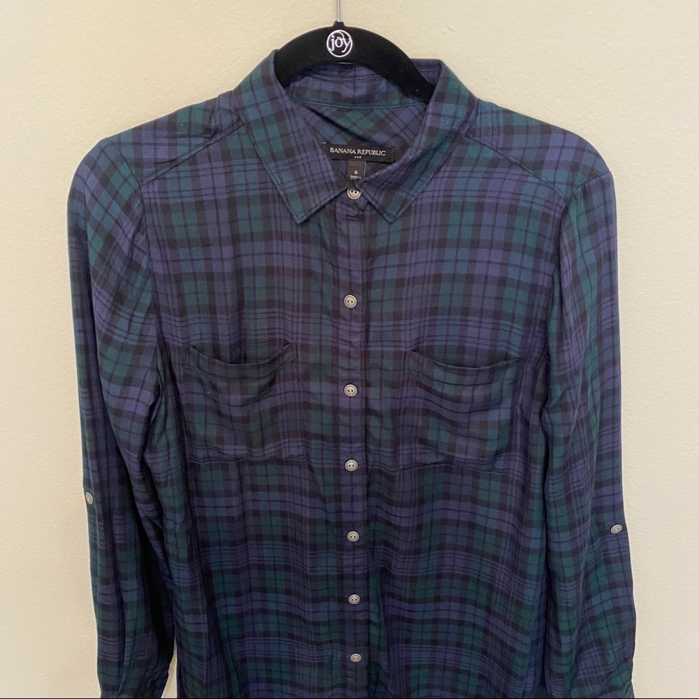 Banana Republic tartan plaid shirt dress - Picture 2 of 5